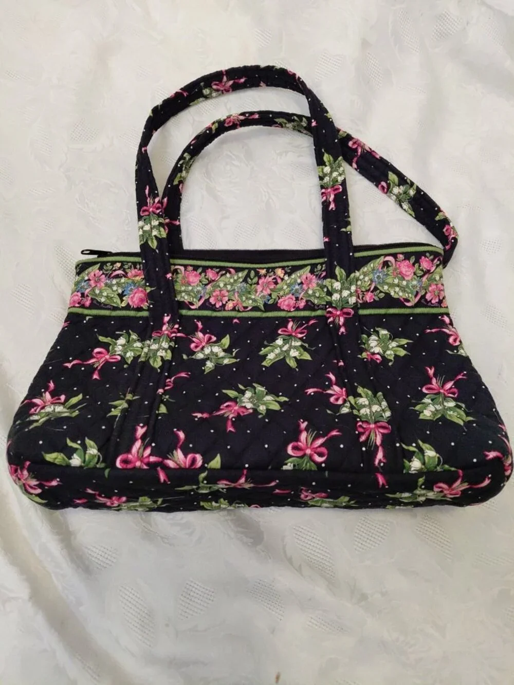 Vintage Vera Bradley Retired Pattern Breast Cancer Ribbon Handbag Purse